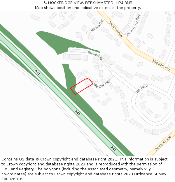 5, HOCKERIDGE VIEW, BERKHAMSTED, HP4 3NB: Location map and indicative extent of plot