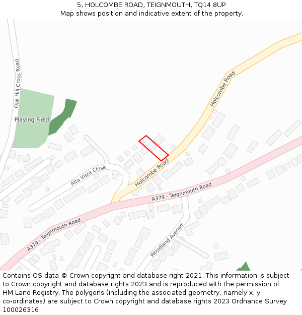 5, HOLCOMBE ROAD, TEIGNMOUTH, TQ14 8UP: Location map and indicative extent of plot