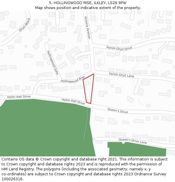 5, HOLLINGWOOD RISE, ILKLEY, LS29 9PW: Location map and indicative extent of plot