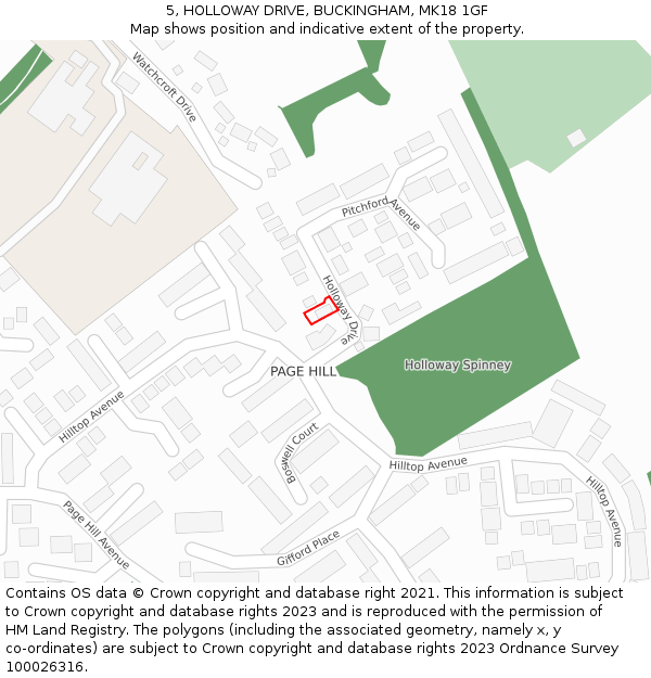 5, HOLLOWAY DRIVE, BUCKINGHAM, MK18 1GF: Location map and indicative extent of plot