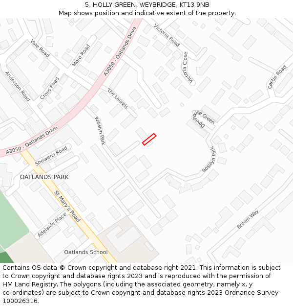 5, HOLLY GREEN, WEYBRIDGE, KT13 9NB: Location map and indicative extent of plot