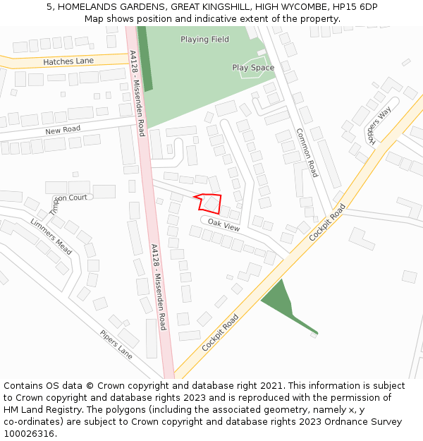 5, HOMELANDS GARDENS, GREAT KINGSHILL, HIGH WYCOMBE, HP15 6DP: Location map and indicative extent of plot