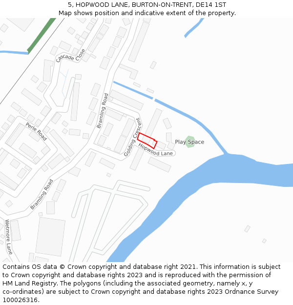 5, HOPWOOD LANE, BURTON-ON-TRENT, DE14 1ST: Location map and indicative extent of plot