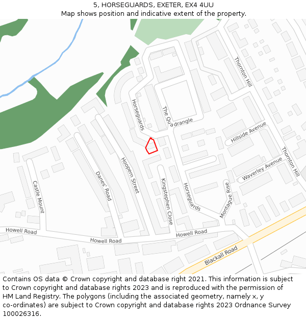 5, HORSEGUARDS, EXETER, EX4 4UU: Location map and indicative extent of plot