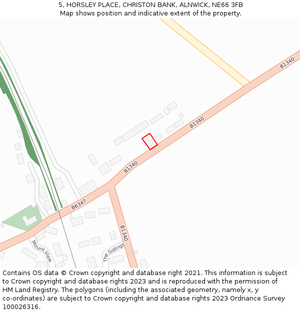 5, HORSLEY PLACE, CHRISTON BANK, ALNWICK, NE66 3FB: Location map and indicative extent of plot