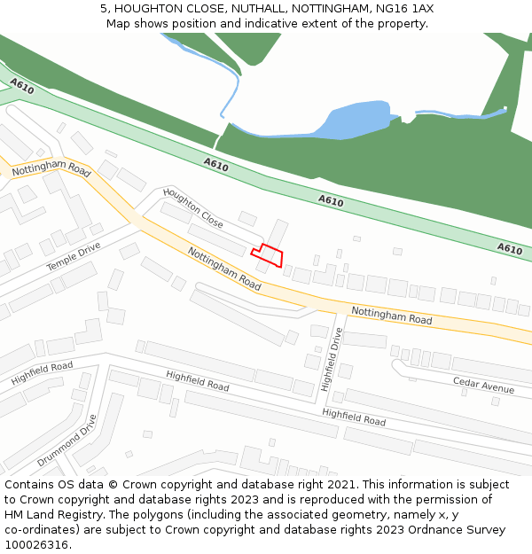 5, HOUGHTON CLOSE, NUTHALL, NOTTINGHAM, NG16 1AX: Location map and indicative extent of plot