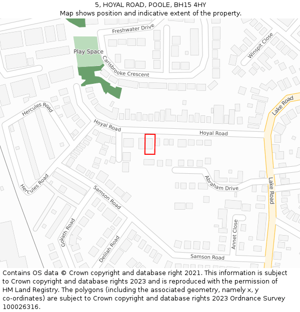 5, HOYAL ROAD, POOLE, BH15 4HY: Location map and indicative extent of plot