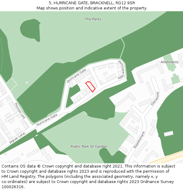 5, HURRICANE GATE, BRACKNELL, RG12 9SR: Location map and indicative extent of plot