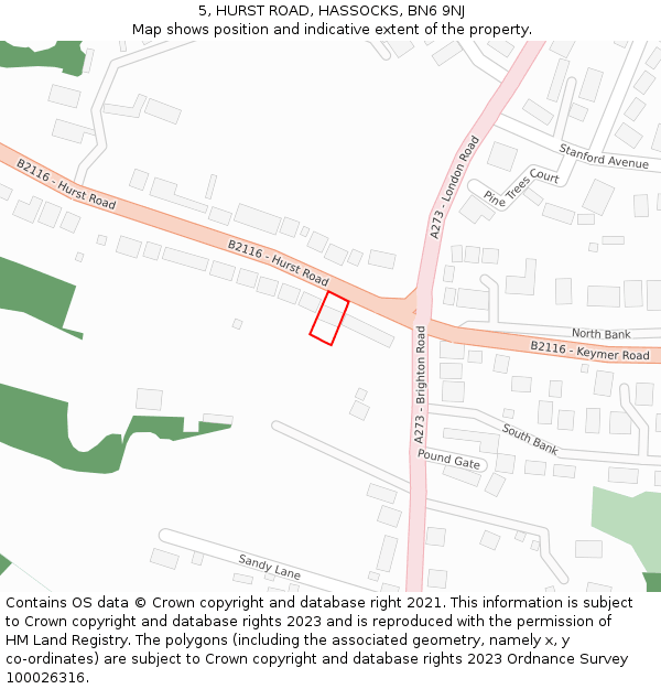 5, HURST ROAD, HASSOCKS, BN6 9NJ: Location map and indicative extent of plot