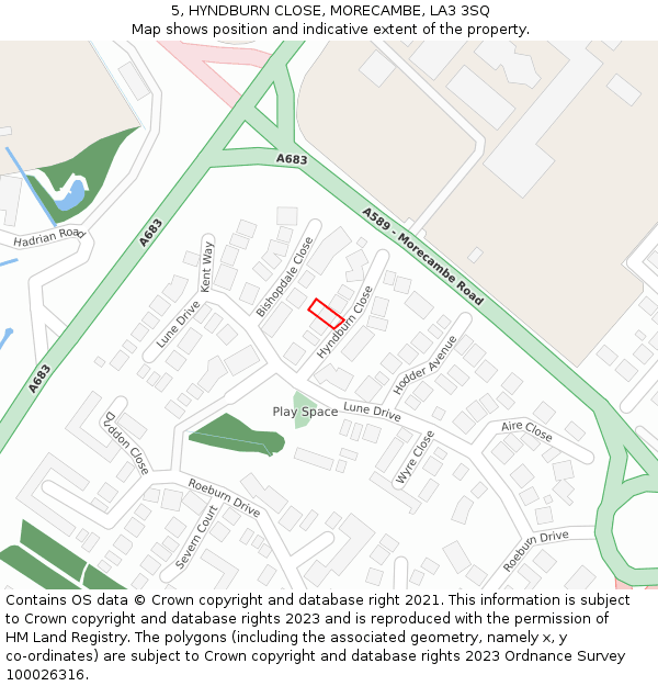 5, HYNDBURN CLOSE, MORECAMBE, LA3 3SQ: Location map and indicative extent of plot