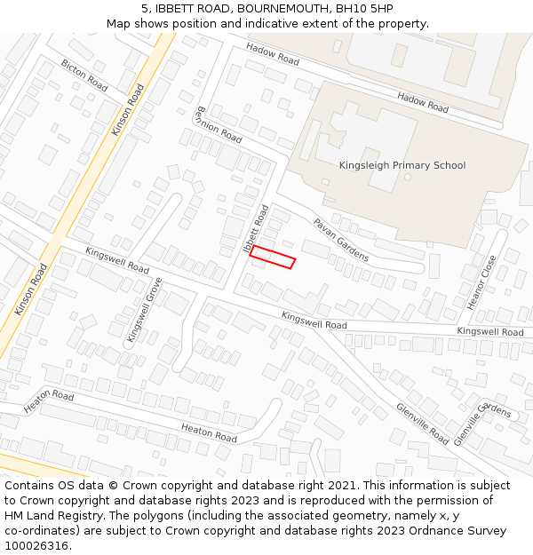 5, IBBETT ROAD, BOURNEMOUTH, BH10 5HP: Location map and indicative extent of plot