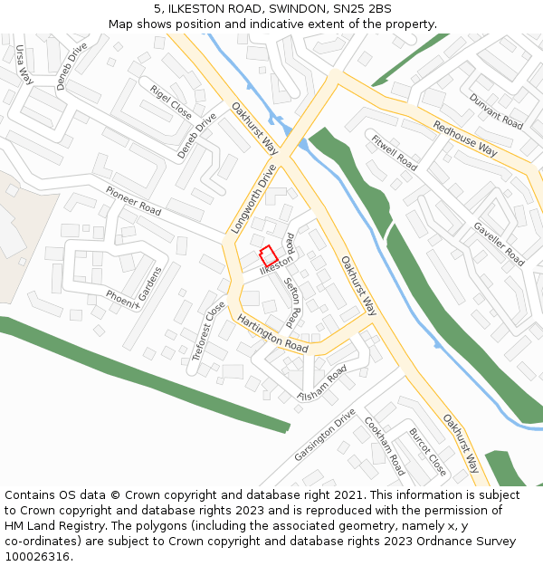 5, ILKESTON ROAD, SWINDON, SN25 2BS: Location map and indicative extent of plot