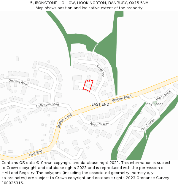 5, IRONSTONE HOLLOW, HOOK NORTON, BANBURY, OX15 5NA: Location map and indicative extent of plot