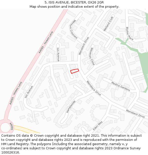 5, ISIS AVENUE, BICESTER, OX26 2GR: Location map and indicative extent of plot