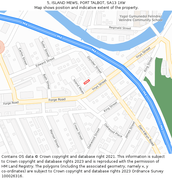 5, ISLAND MEWS, PORT TALBOT, SA13 1XW: Location map and indicative extent of plot