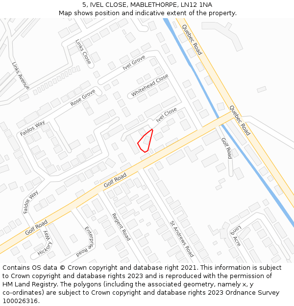 5, IVEL CLOSE, MABLETHORPE, LN12 1NA: Location map and indicative extent of plot