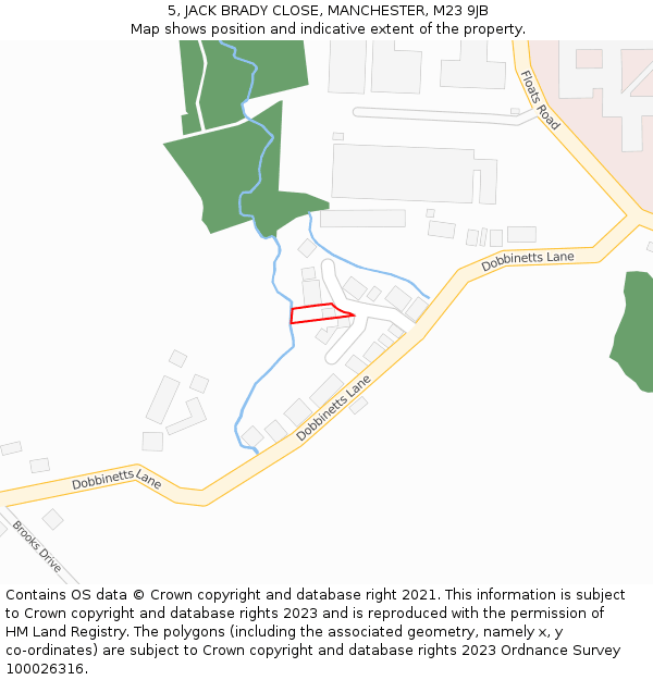 5, JACK BRADY CLOSE, MANCHESTER, M23 9JB: Location map and indicative extent of plot