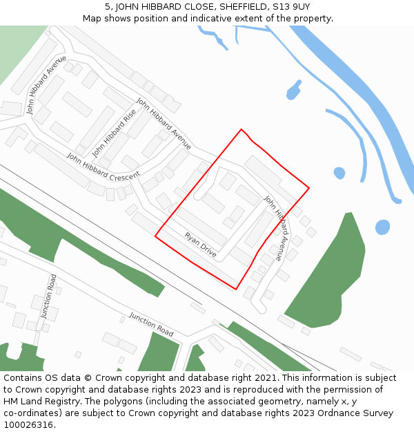 5, JOHN HIBBARD CLOSE, SHEFFIELD, S13 9UY: Location map and indicative extent of plot