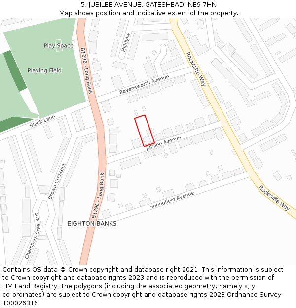 5, JUBILEE AVENUE, GATESHEAD, NE9 7HN: Location map and indicative extent of plot