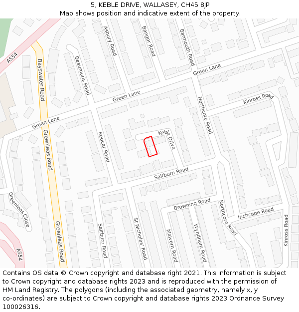 5, KEBLE DRIVE, WALLASEY, CH45 8JP: Location map and indicative extent of plot