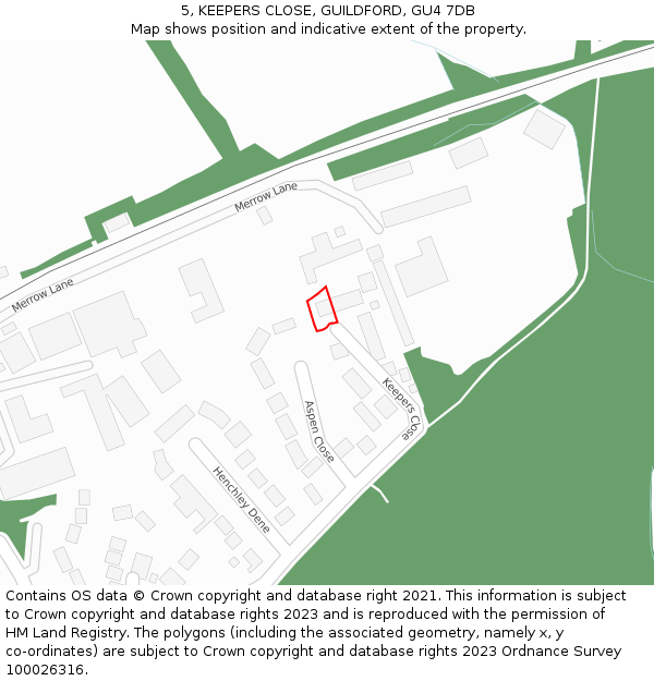 5, KEEPERS CLOSE, GUILDFORD, GU4 7DB: Location map and indicative extent of plot