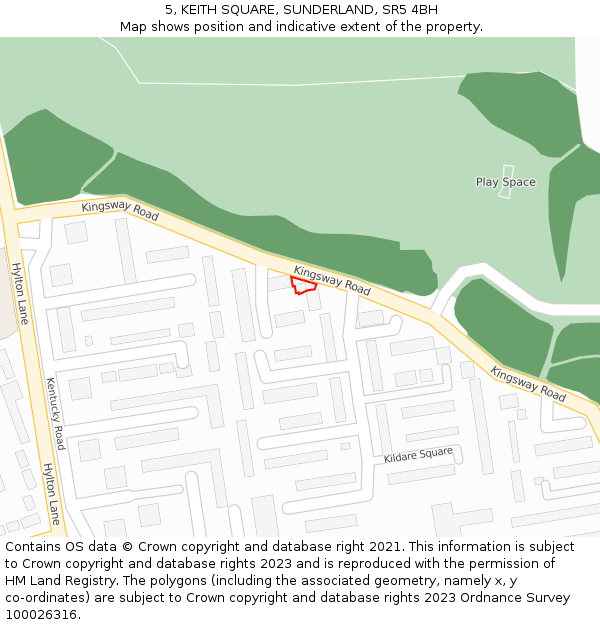 5, KEITH SQUARE, SUNDERLAND, SR5 4BH: Location map and indicative extent of plot