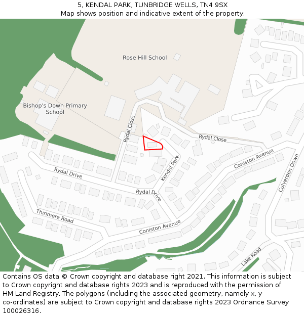 5, KENDAL PARK, TUNBRIDGE WELLS, TN4 9SX: Location map and indicative extent of plot