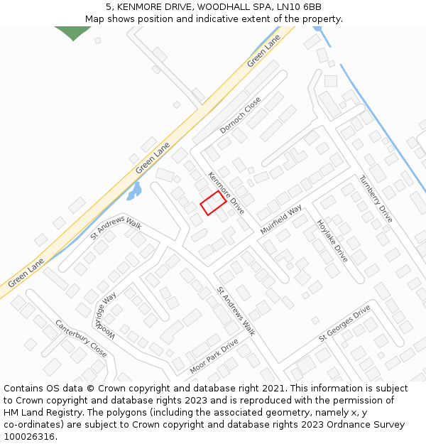 5, KENMORE DRIVE, WOODHALL SPA, LN10 6BB: Location map and indicative extent of plot