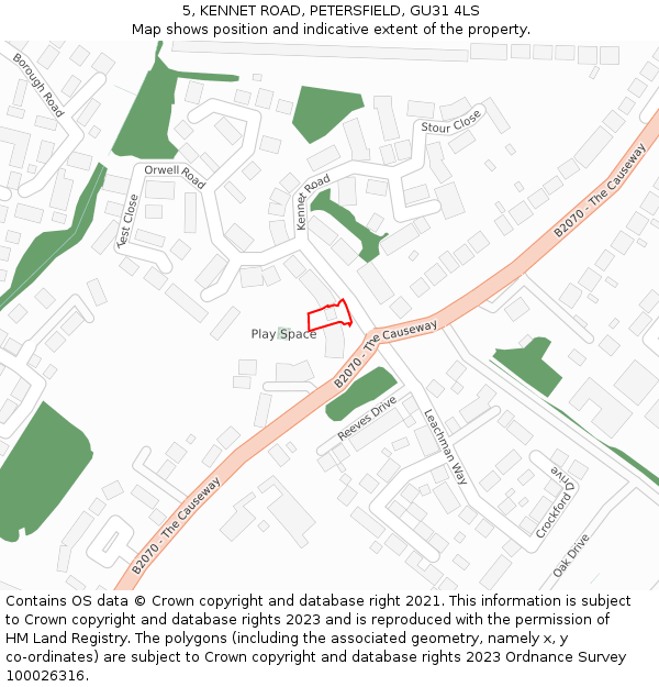 5, KENNET ROAD, PETERSFIELD, GU31 4LS: Location map and indicative extent of plot