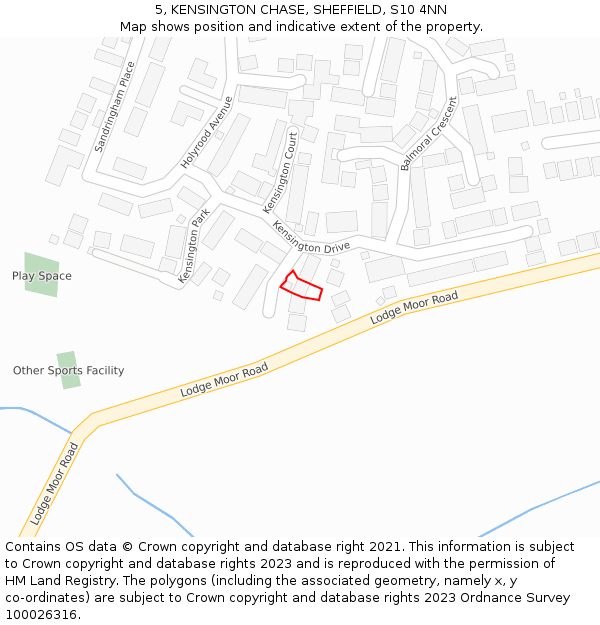 5, KENSINGTON CHASE, SHEFFIELD, S10 4NN: Location map and indicative extent of plot