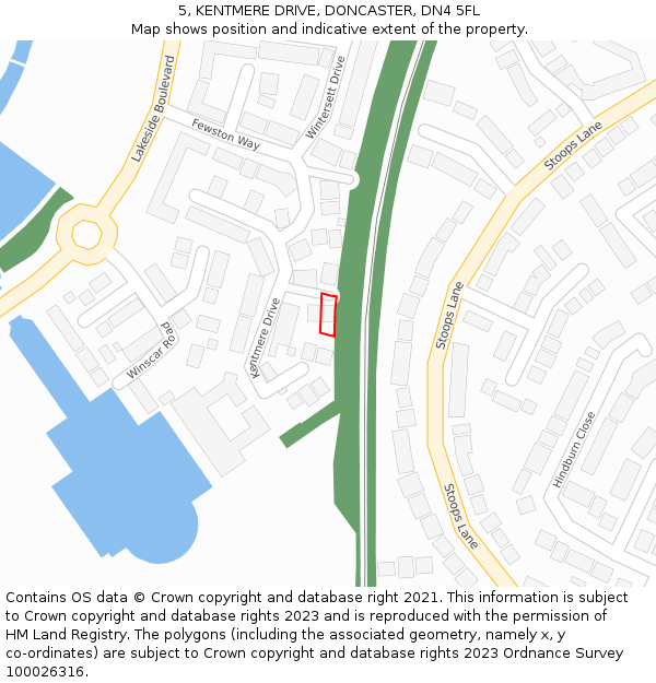 5, KENTMERE DRIVE, DONCASTER, DN4 5FL: Location map and indicative extent of plot