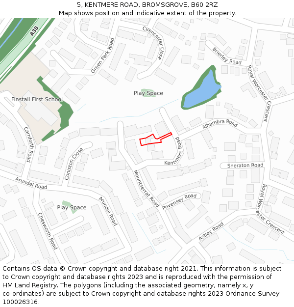 5, KENTMERE ROAD, BROMSGROVE, B60 2RZ: Location map and indicative extent of plot