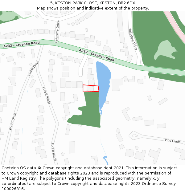 5, KESTON PARK CLOSE, KESTON, BR2 6DX: Location map and indicative extent of plot