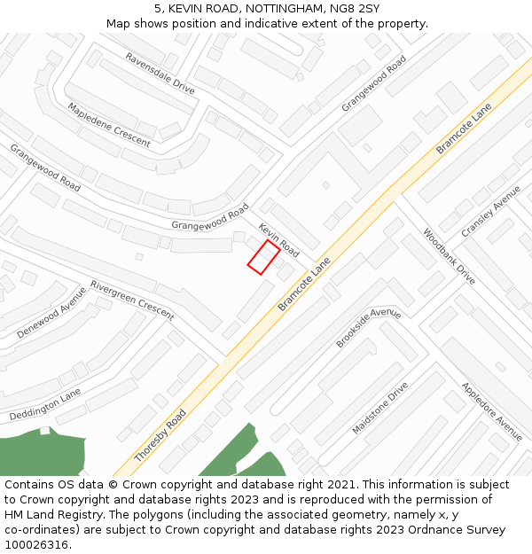 5, KEVIN ROAD, NOTTINGHAM, NG8 2SY: Location map and indicative extent of plot