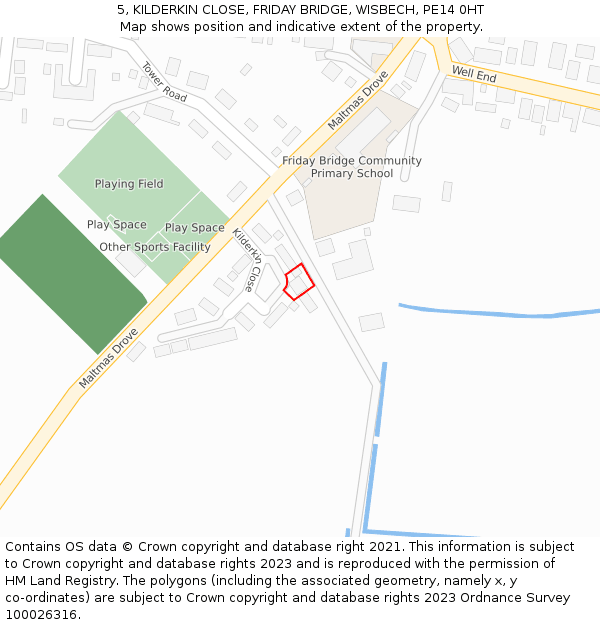 5, KILDERKIN CLOSE, FRIDAY BRIDGE, WISBECH, PE14 0HT: Location map and indicative extent of plot