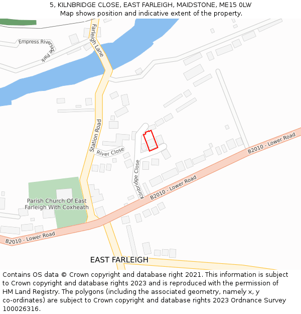 5, KILNBRIDGE CLOSE, EAST FARLEIGH, MAIDSTONE, ME15 0LW: Location map and indicative extent of plot