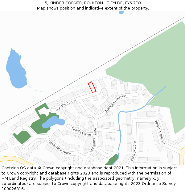5, KINDER CORNER, POULTON-LE-FYLDE, FY6 7FQ: Location map and indicative extent of plot