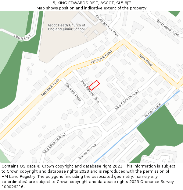 5, KING EDWARDS RISE, ASCOT, SL5 8JZ: Location map and indicative extent of plot