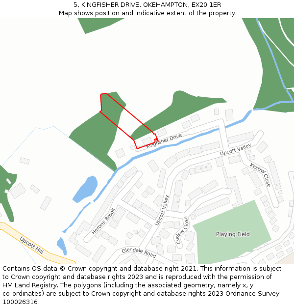 5, KINGFISHER DRIVE, OKEHAMPTON, EX20 1ER: Location map and indicative extent of plot