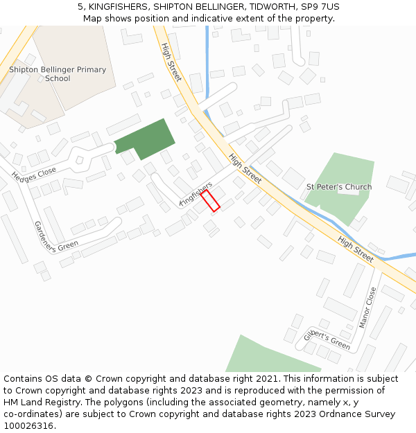 5, KINGFISHERS, SHIPTON BELLINGER, TIDWORTH, SP9 7US: Location map and indicative extent of plot