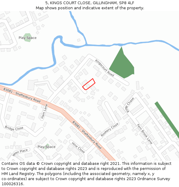 5, KINGS COURT CLOSE, GILLINGHAM, SP8 4LF: Location map and indicative extent of plot