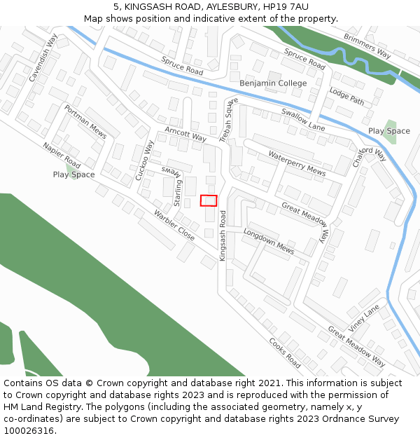 5, KINGSASH ROAD, AYLESBURY, HP19 7AU: Location map and indicative extent of plot