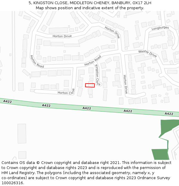 5, KINGSTON CLOSE, MIDDLETON CHENEY, BANBURY, OX17 2LH: Location map and indicative extent of plot