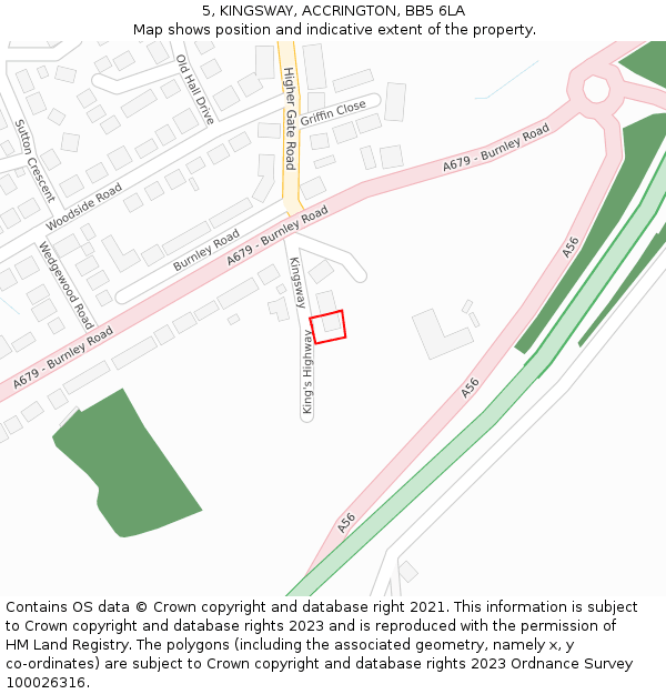5, KINGSWAY, ACCRINGTON, BB5 6LA: Location map and indicative extent of plot