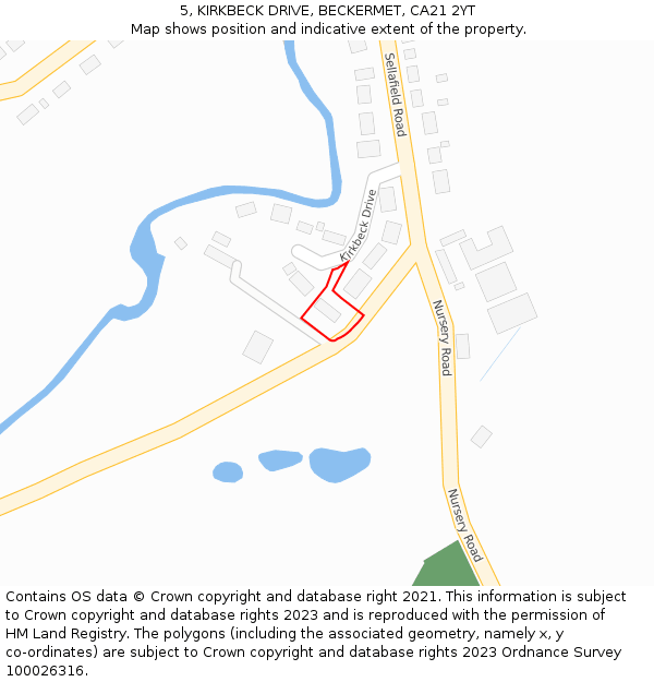 5, KIRKBECK DRIVE, BECKERMET, CA21 2YT: Location map and indicative extent of plot