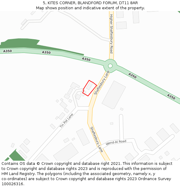 5, KITES CORNER, BLANDFORD FORUM, DT11 8AR: Location map and indicative extent of plot