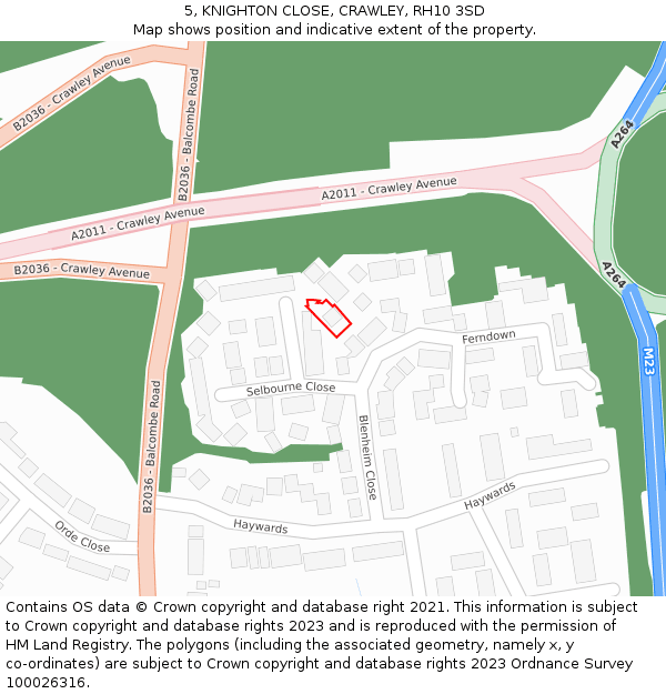 5, KNIGHTON CLOSE, CRAWLEY, RH10 3SD: Location map and indicative extent of plot