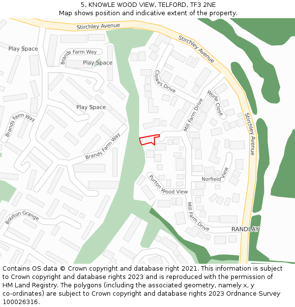 5, KNOWLE WOOD VIEW, TELFORD, TF3 2NE: Location map and indicative extent of plot