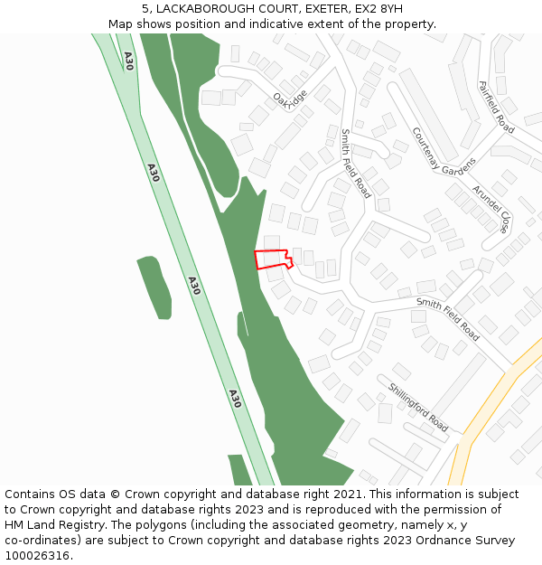 5, LACKABOROUGH COURT, EXETER, EX2 8YH: Location map and indicative extent of plot