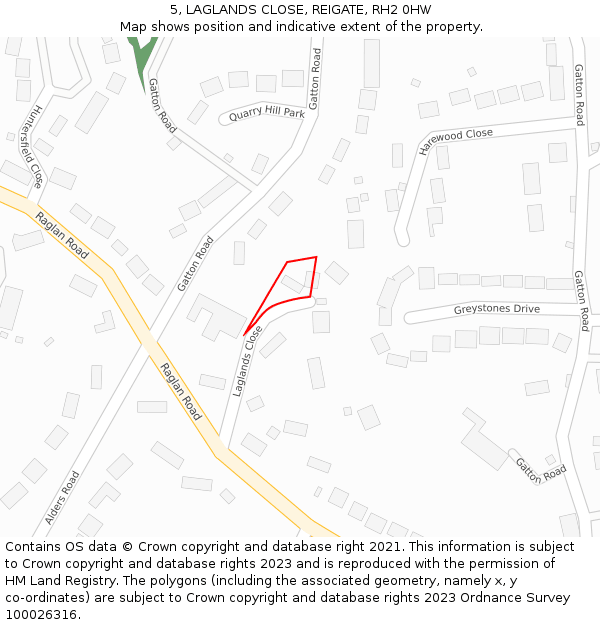 5, LAGLANDS CLOSE, REIGATE, RH2 0HW: Location map and indicative extent of plot